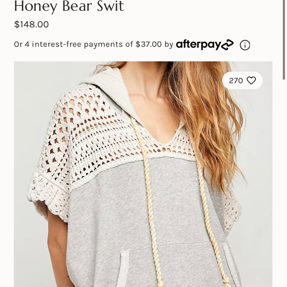 BNWT Free People Honey Bear top. Never worn. Perfect condition. Size M/L